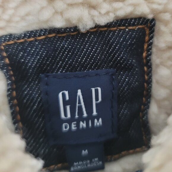 Gap Boys Sherpa Lined Denim Jacket Button Up Medium Warm Trucker Style - Picture 9 of 10